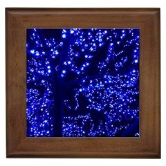 Lights Blue Tree Night Glow Framed Tiles by Celenk