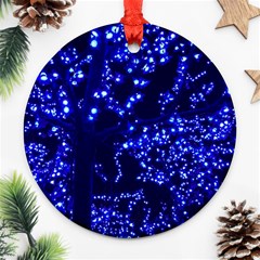 Lights Blue Tree Night Glow Ornament (round) by Celenk