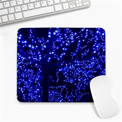 Lights Blue Tree Night Glow Large Mousepads by Celenk