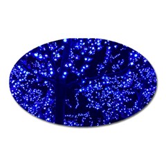 Lights Blue Tree Night Glow Oval Magnet by Celenk