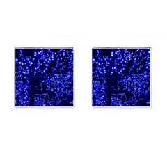 Lights Blue Tree Night Glow Cufflinks (square) by Celenk