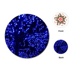 Lights Blue Tree Night Glow Playing Cards (round)  by Celenk