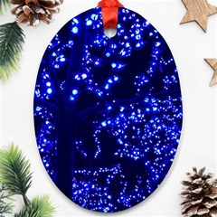 Lights Blue Tree Night Glow Oval Ornament (two Sides) by Celenk