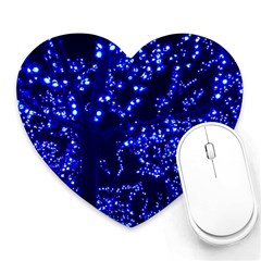 Lights Blue Tree Night Glow Heart Mousepads by Celenk