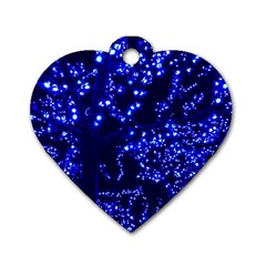 Lights Blue Tree Night Glow Dog Tag Heart (one Side) by Celenk