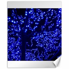 Lights Blue Tree Night Glow Canvas 11  X 14   by Celenk