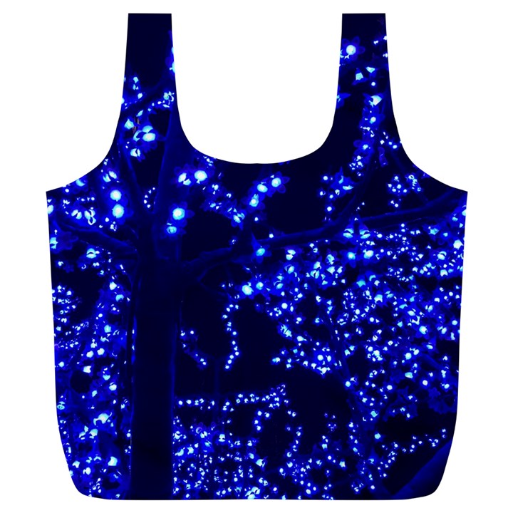 Lights Blue Tree Night Glow Full Print Recycle Bags (L) 