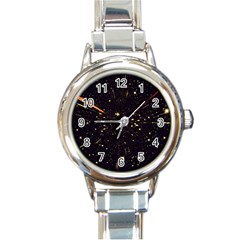 Star Sky Graphic Night Background Round Italian Charm Watch by Celenk