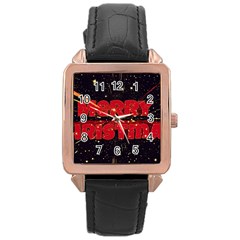 Star Sky Graphic Night Background Rose Gold Leather Watch 