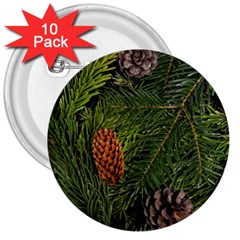 Branch Christmas Cone Evergreen 3  Buttons (10 Pack)  by Celenk