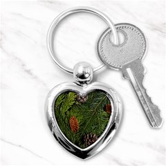 Branch Christmas Cone Evergreen Key Chains (heart)  by Celenk