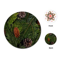 Branch Christmas Cone Evergreen Playing Cards (round)  by Celenk