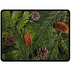 Branch Christmas Cone Evergreen Fleece Blanket (large)  by Celenk