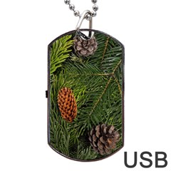 Branch Christmas Cone Evergreen Dog Tag Usb Flash (one Side) by Celenk