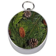 Branch Christmas Cone Evergreen Silver Compasses by Celenk