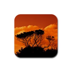 Trees Branches Sunset Sky Clouds Rubber Square Coaster (4 Pack)  by Celenk