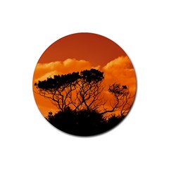 Trees Branches Sunset Sky Clouds Rubber Coaster (round)  by Celenk