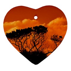 Trees Branches Sunset Sky Clouds Heart Ornament (two Sides) by Celenk