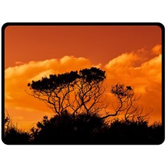 Trees Branches Sunset Sky Clouds Fleece Blanket (large)  by Celenk