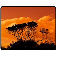 Trees Branches Sunset Sky Clouds Fleece Blanket (medium)  by Celenk