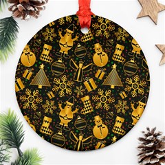 Christmas Background Round Ornament (two Sides) by Celenk