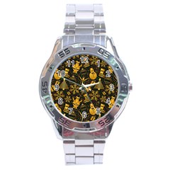 Christmas Background Stainless Steel Analogue Watch by Celenk