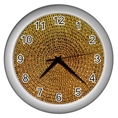 Background Gold Pattern Structure Wall Clocks (silver)  by Celenk