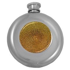 Background Gold Pattern Structure Round Hip Flask (5 Oz) by Celenk