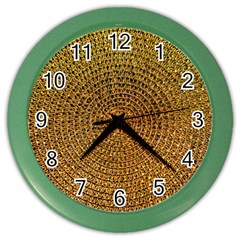 Background Gold Pattern Structure Color Wall Clocks by Celenk