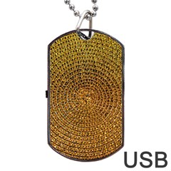 Background Gold Pattern Structure Dog Tag Usb Flash (two Sides) by Celenk