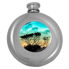 Trees Branches Branch Nature Round Hip Flask (5 Oz) by Celenk