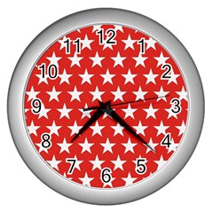 Star Christmas Advent Structure Wall Clocks (silver)  by Celenk