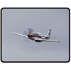 P-51 Mustang Flying Double Sided Fleece Blanket (medium)  by Ucco