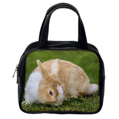 Beautiful Blue Eyed Bunny On Green Grass Classic Handbags (one Side) by Ucco