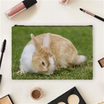 Beautiful Blue Eyed Bunny On Green Grass Cosmetic Bag (Large)  Front