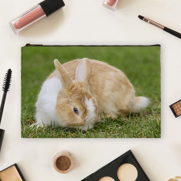 Beautiful Blue Eyed Bunny On Green Grass Cosmetic Bag (Large) 