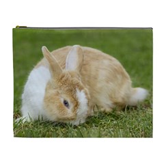 Beautiful Blue Eyed Bunny On Green Grass Cosmetic Bag (xl) by Ucco