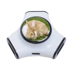 Beautiful Blue Eyed Bunny On Green Grass 3-port Usb Hub by Ucco