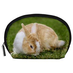 Beautiful Blue Eyed Bunny On Green Grass Accessory Pouches (large)  by Ucco