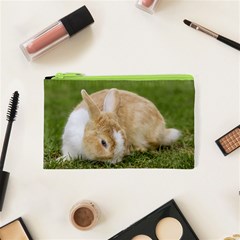 Beautiful Blue Eyed Bunny On Green Grass Cosmetic Bag (xs) by Ucco