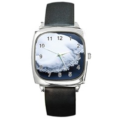 Ice, Snow And Moving Water Square Metal Watch by Ucco