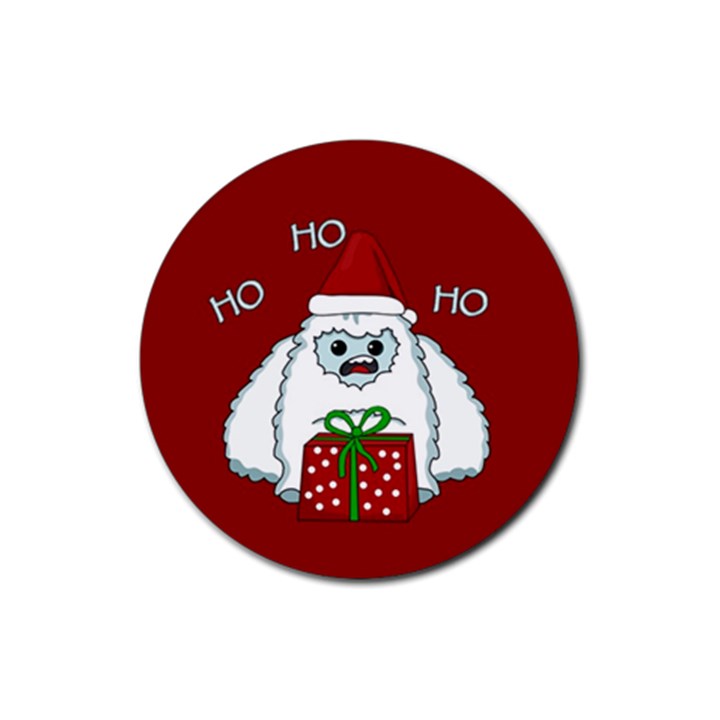 Yeti Xmas Rubber Round Coaster (4 pack) 