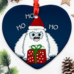 Yeti Xmas Heart Ornament (two Sides) by Valentinaart