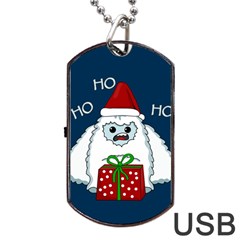 Yeti Xmas Dog Tag Usb Flash (one Side) by Valentinaart