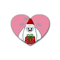 Yeti Xmas Rubber Coaster (heart)  by Valentinaart