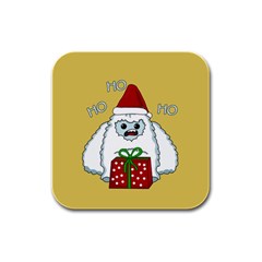 Yeti Xmas Rubber Square Coaster (4 pack) 