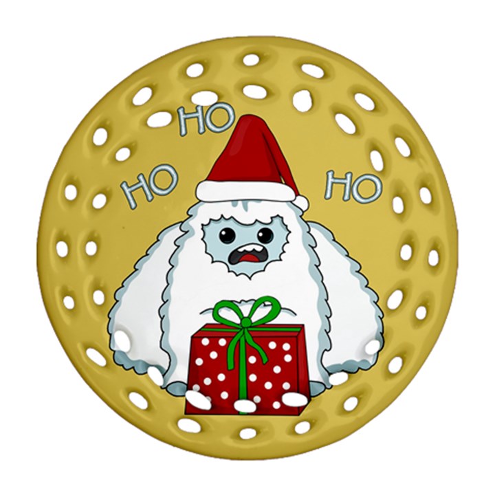 Yeti Xmas Round Filigree Ornament (Two Sides)