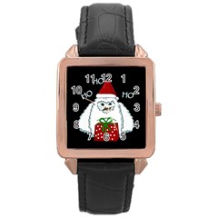 Yeti Xmas Rose Gold Leather Watch  by Valentinaart