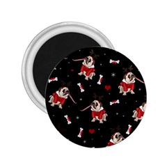 Pug Xmas Pattern 2 25  Magnets by Valentinaart