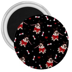 Pug Xmas Pattern 3  Magnets by Valentinaart